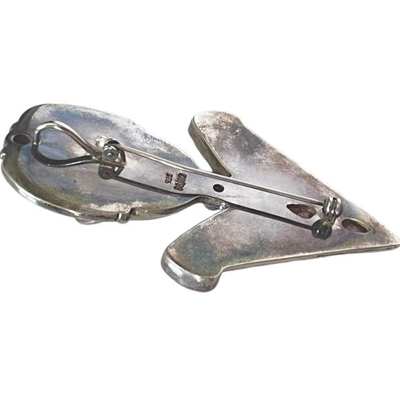 925 Silver Sajen Goddess Face BROOCH PIN PENDANT Onyx Ruby Rhodolite Garnet Gems - Picture 6 of 7